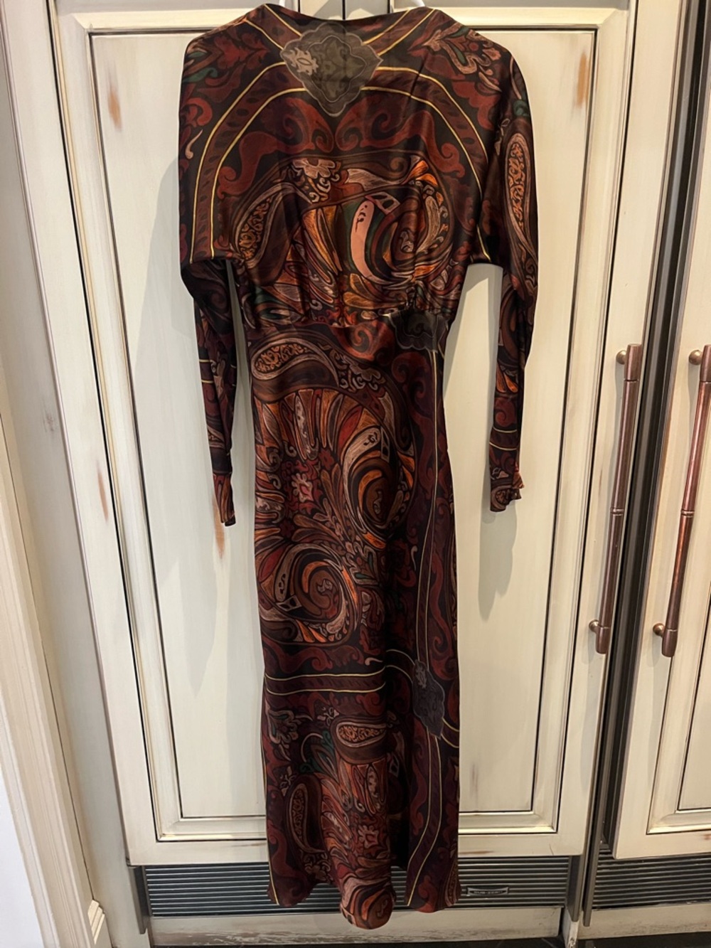 Zara Brown Paisley Long Sleeve Maxi Dress